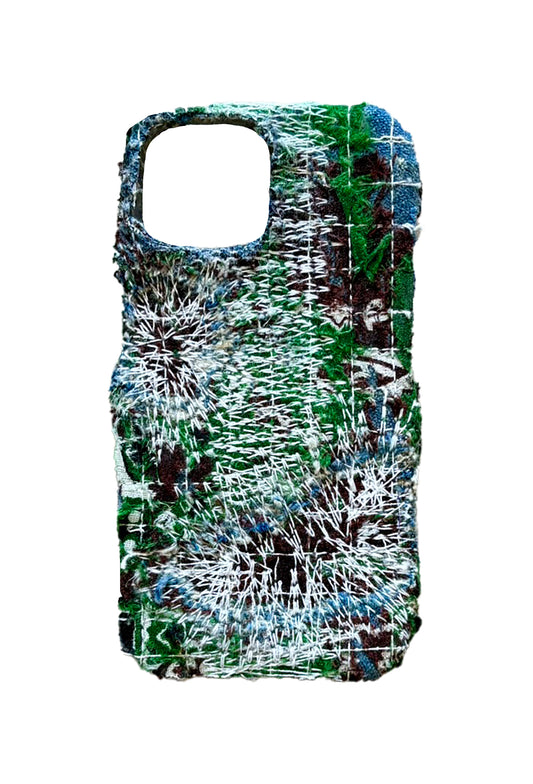 Boro iPhone 15 Case - "Green & Brown Repaired"