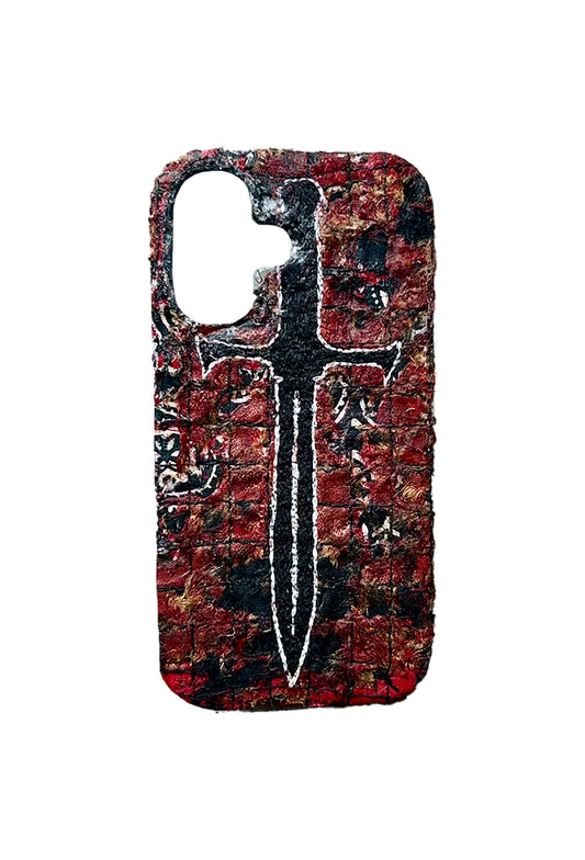 Boro iPhone 16 Case - Embroidered Dagger "Royal"