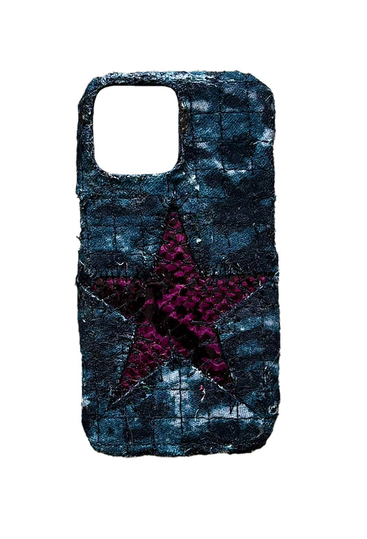 Boro iPhone 15 Case - Black Leopard "Purple Snakeskin Star"