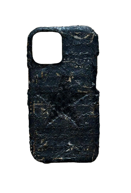 Boro iPhone 15 Case - Double Black Snakeskin Star