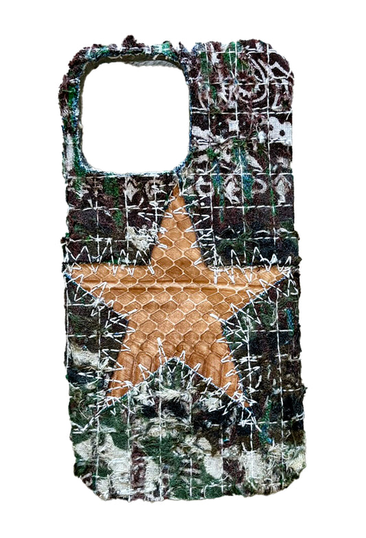 Boro iPhone 14 Pro Max Case - "Green & Brown Snakeskin Star"