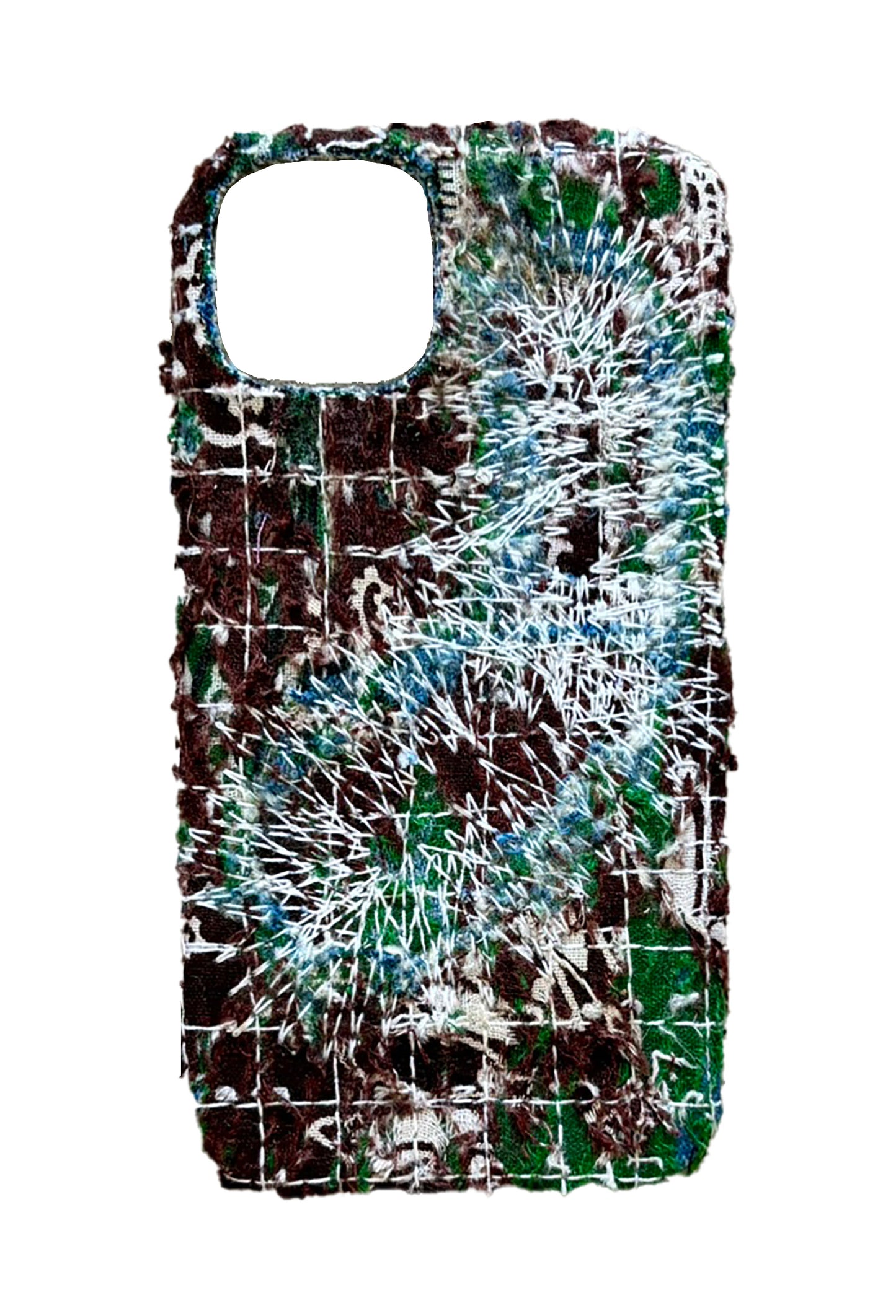 Boro iPhone 14 Case - "Green & Brown Repaired"