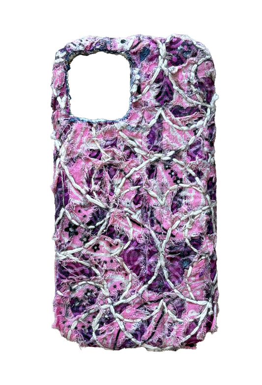 Boro iPhone 12/12 Pro Case - Pink Sashiko