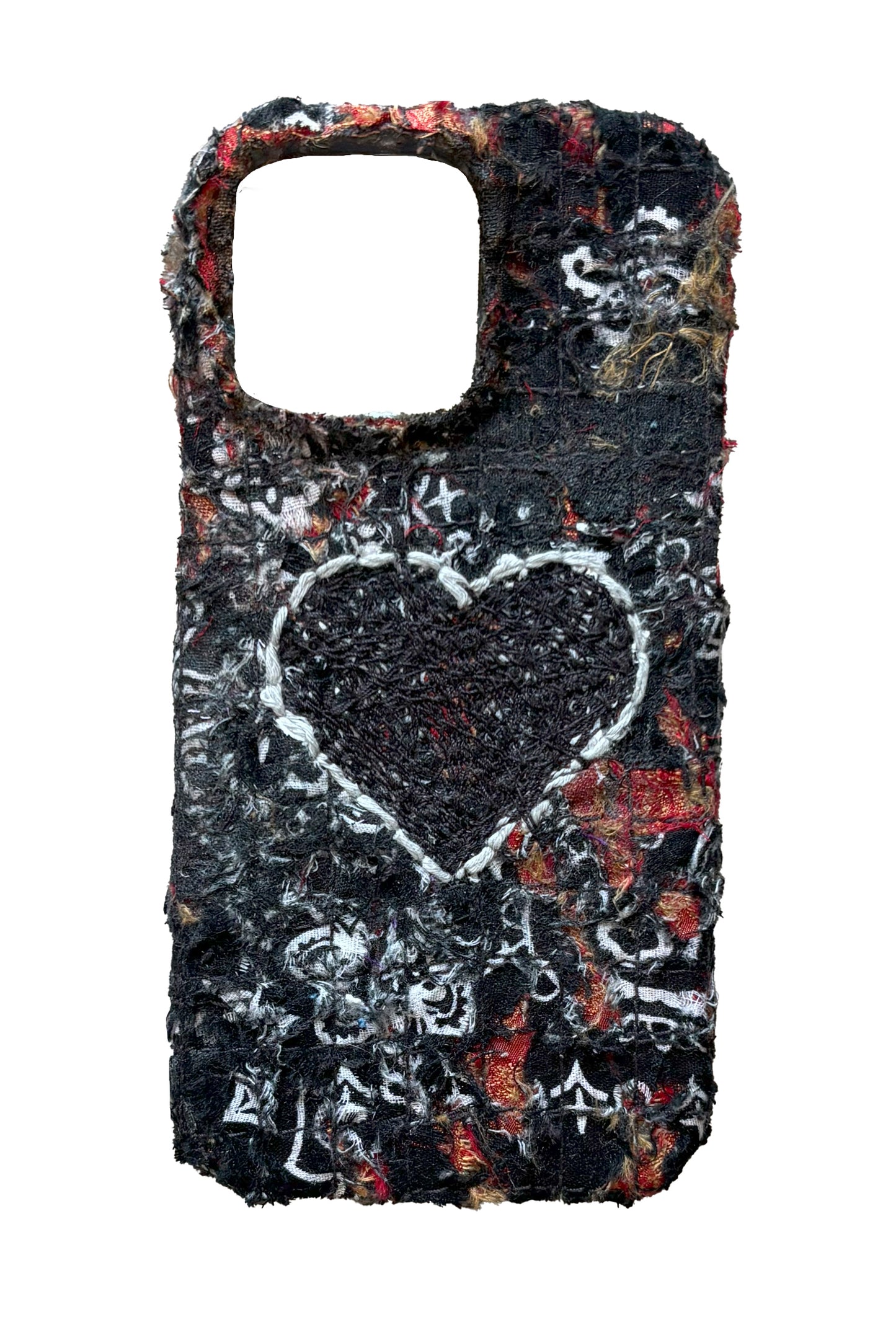 Boro iPhone 15 Pro Max Case - Black and Red Heart