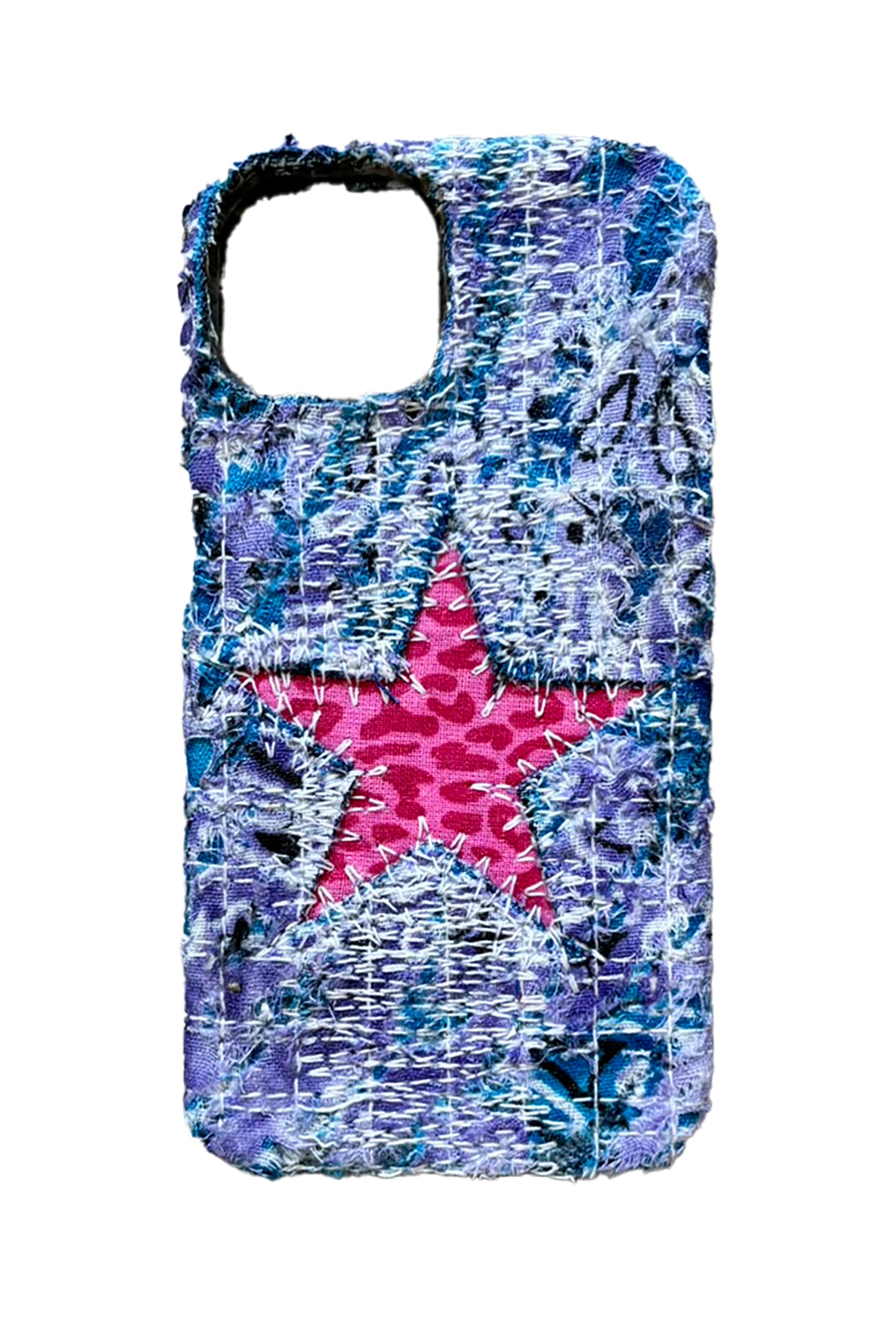 Boro iPhone 13 Case - "Blue & Pink Leopard"