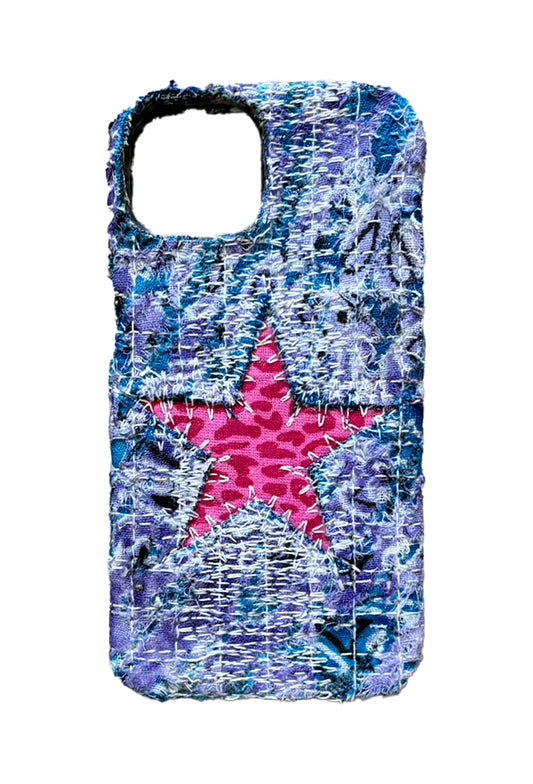 Boro iPhone 13 Case - "Blue & Pink Leopard"